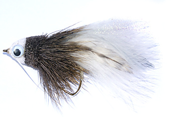 White and Grey deerhair bass bug fishing fly pattern for smallmouth and largemouth bass and pike