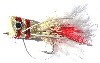 Red and White Deerhair Bass Bug Popper for largemouth fly fishing