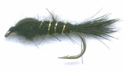 Black Gold Ribbed Hare's Ear Nymph for rainbow and Brown Trout fishing