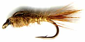 Brown Gold Ribbed Hare's Ear Nymph for rainbow and Brown Trout fishing