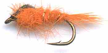 Orange Gold Ribbed Hare's Ear Nymph for rainbow and Brown Trout fishing