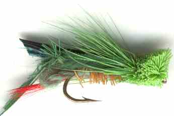 Green Hopper Dry Fly for Brown and Rainbow trout fishing