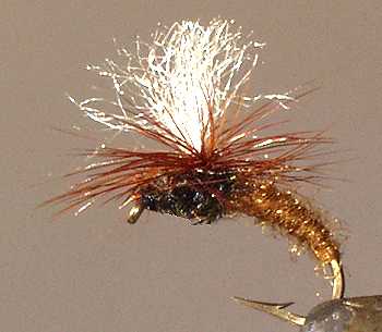 Brown Klinkhammer Midge Emerger fly pattern for trout