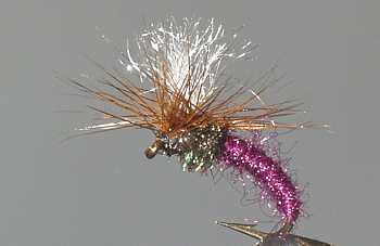 Claret Klinkhammer Emerging Nymph fly pattern for trout fishing