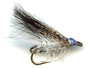 Silver and Gray Norweigen Double hook trout and salmon fishing wet fly