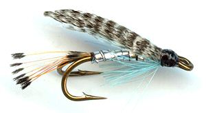 Teal Blue and Silver Double Hook Wet Fly pattern