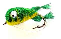 The Largemouth Bass Bug Light Green and Yellow kicking Frog