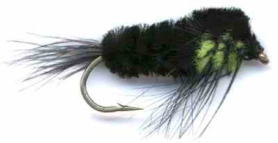 #10 3 x MONTANA black and green stonefly Trout Flies Nymph Fly Fishing