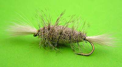 Gray bomber salmon deehair fly fishing dry fly