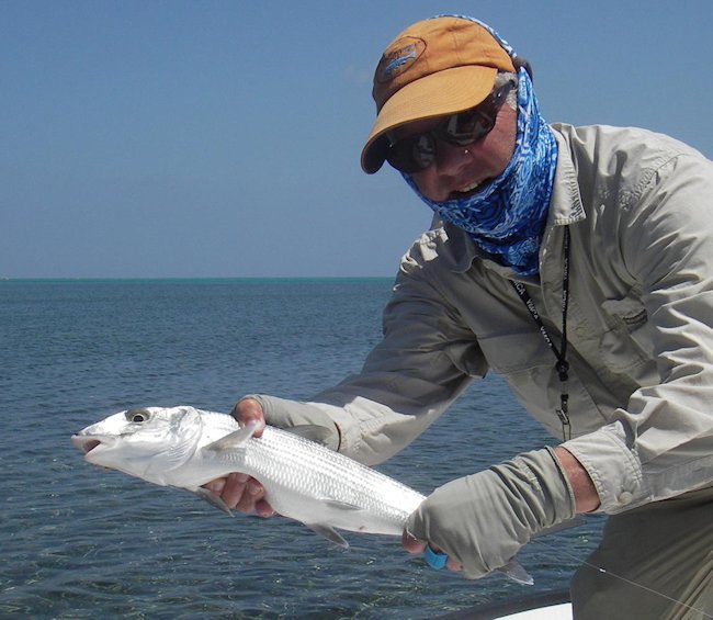 This Belize flats Bonefish was caught on a Bitter crab fly pattern