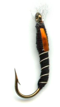 Orange Cheeked Black Buzzer Midge Larvae Nymph