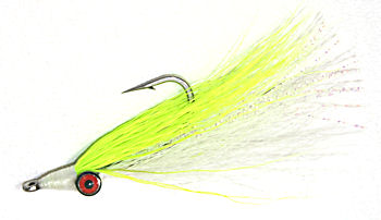 Chartreuse and white Clouser's Minnow saltwater fly fishing streamer