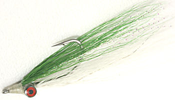 Green and White Clouser's Deepwater Minnow fly fishing pattern