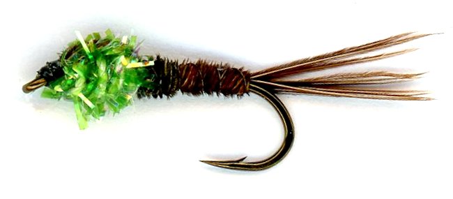 The Green Crystal Pheasant Tail Nymph Fly 