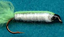 Baby Doll White and Green Single Hook Streamer fly pattern