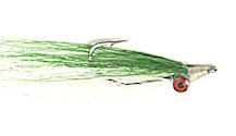 Green and White Clouser's Deepwater Minnow fly pattern