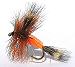Orange Humpy dry fly for rough water Brown trout fishing