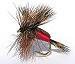 Red Humpy dry fly for rough water Brown trout fishing