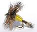 Yellow Humpy dry fly for rough water Brown trout fishing