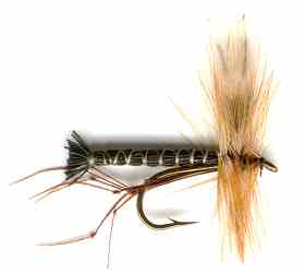 Black Daddy Long Legs Crane Fly pattern is used to catch trout on lakes and reservoirs