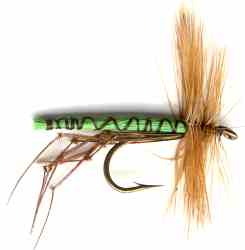 16 Daddy Longlegs & Hoppers on a Fly Patch with a Zinger, Trout Flies size  10/12