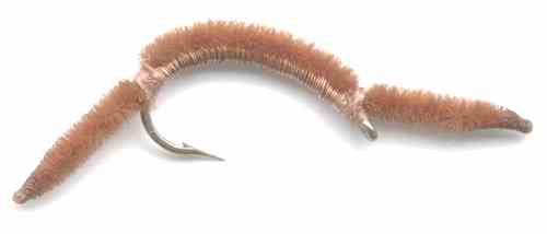 The Brown San Juan Worm Fly for trout fishing
