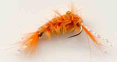 The Orange Scud Nymph Fly pattern for trout fishing