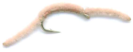 The Tan San Juan Worm Fly for trout fishing