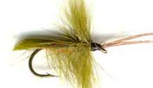 Olive Horned Tent Winged Caddis Dry fly pattern