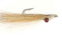 Tan and White Clouser's Deepwater Minnow fly pattern