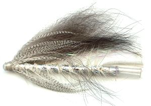 The Norwegian Silver and Grey 2 inch Plastic Salmon and Steelhead Tube Fly