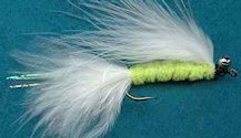 White and Green Cat's Whisker Streamer fly pattern